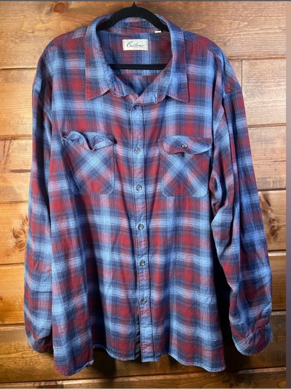 California Shirt Co. Men’s Flannel Plaid Button-Down Shirt Size 3X 🖤